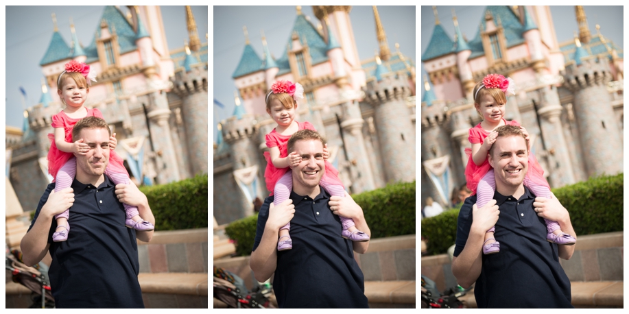 Disneyland Family Photos - On Dad's shoulders in front of Sleeping Beauty Castle.